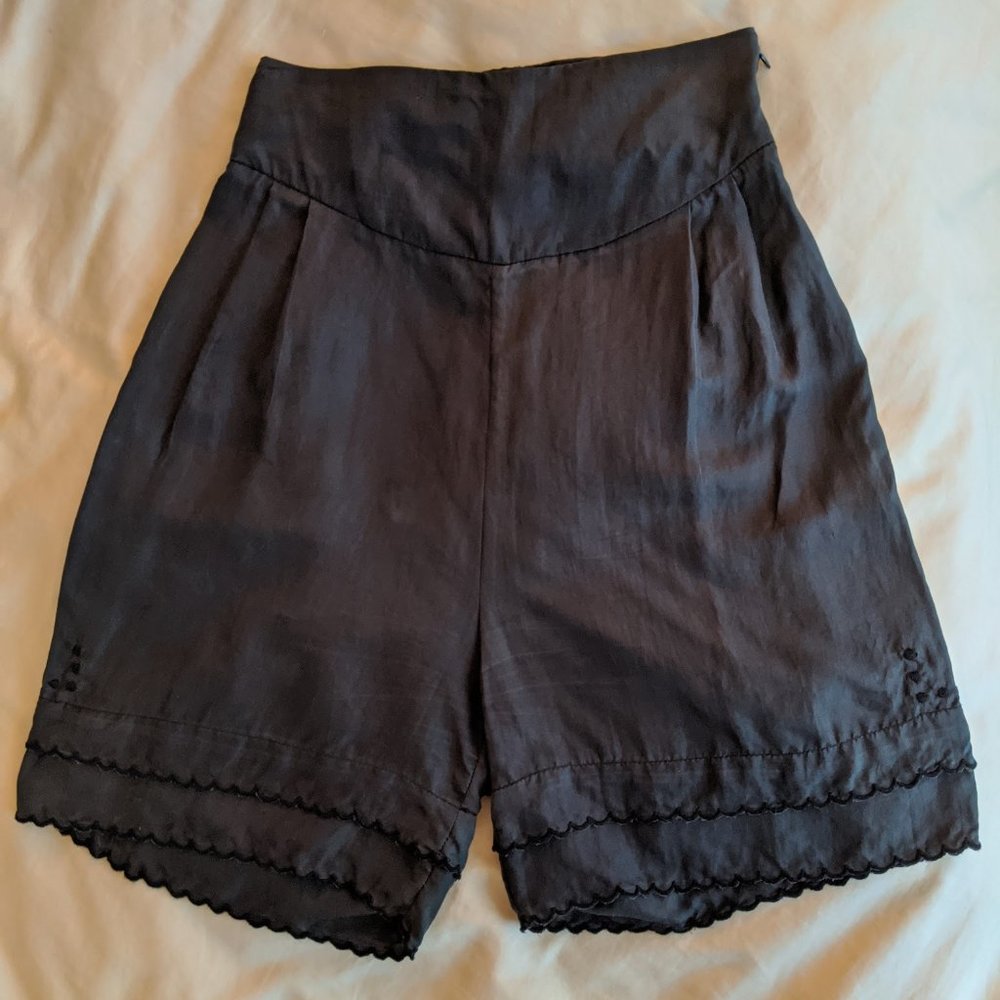 Lerario Beatriz High Waist Scalloped Silk Short